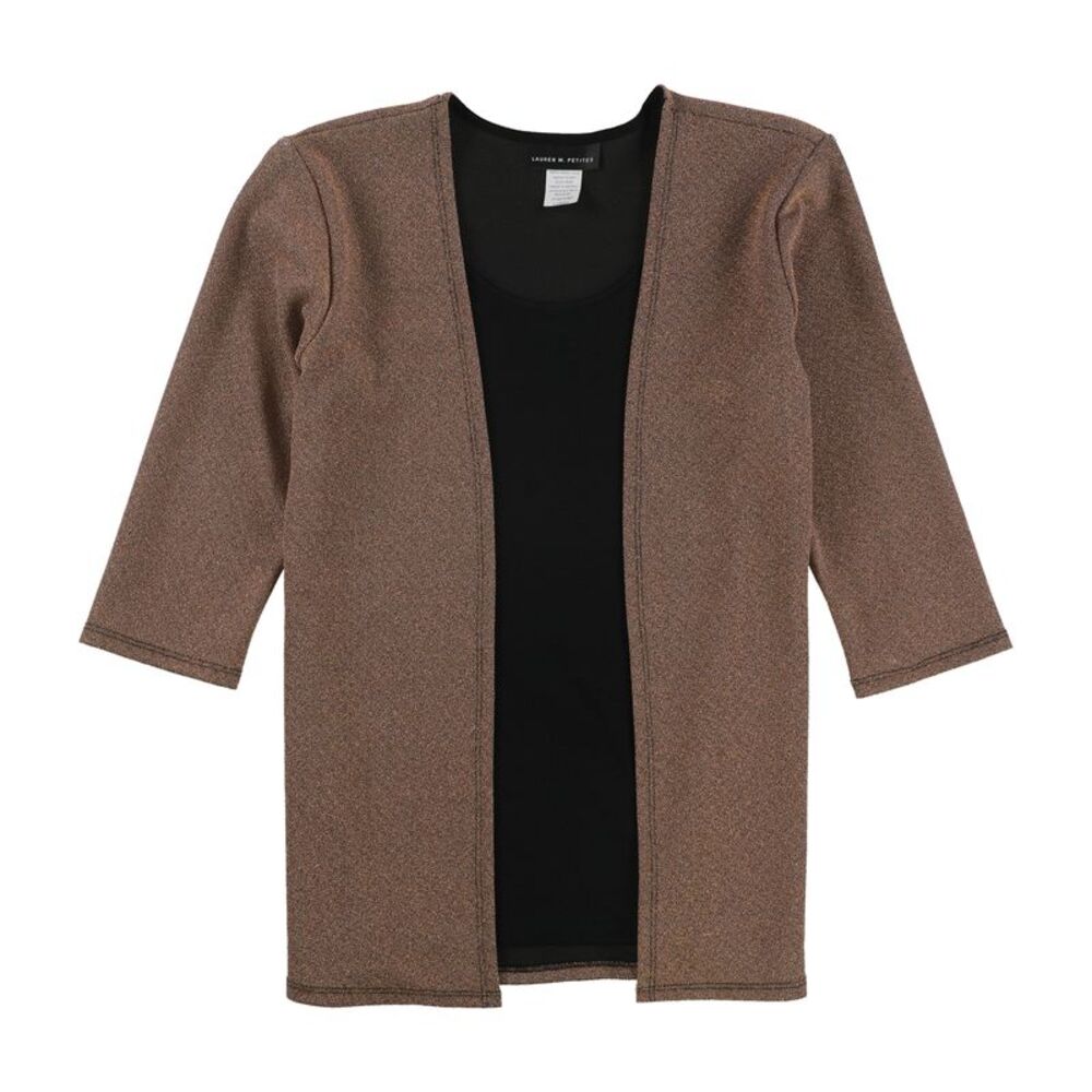 Lauren M. Petites Womens Mixed Media Shell Blouse, NWT